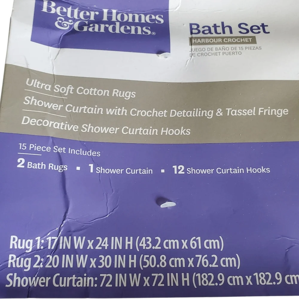 New Better Homes And Gardens Harbor Crochet Off White Bath Set